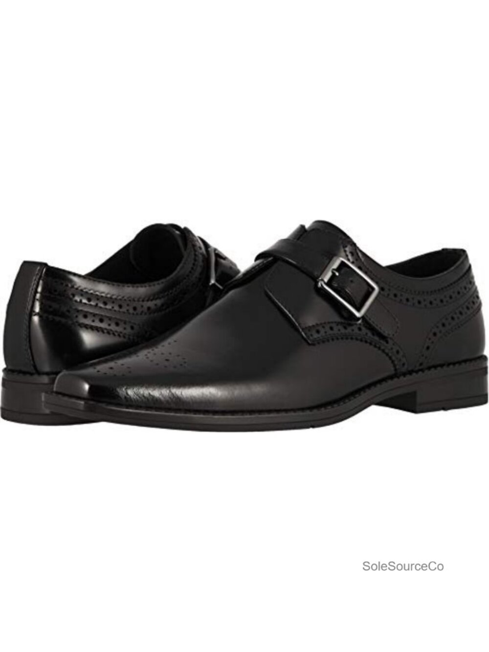 Mens Leather Monk Strap Oxford Dress Shoe Classic Buckle Closure